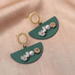 New Year's Green Fan-shaped Pearl Shell Earrings High Cool Temperament Personality Earrings Simple and Versatile