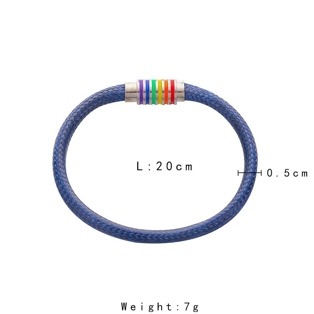 Hot French Simple Temperament Selling Men's Simple Stainless Steel Rainbow Wax Rope Bracelet