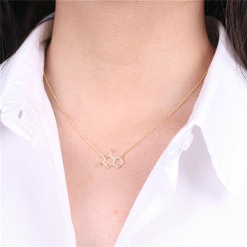 Simple personalized chemical molecule dopamine caffeine necklace dna chain trinkets