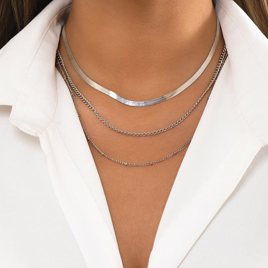 Jewelry Hip Hop Simple Metal Snake Bone Chain Necklace Retro Versatile Geometric Thin Chain Necklace