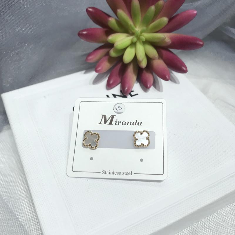 ins925 silver needle four-leaf clover earrings female simple fashion titanium steel gold-plated zirconium earrings for earrings