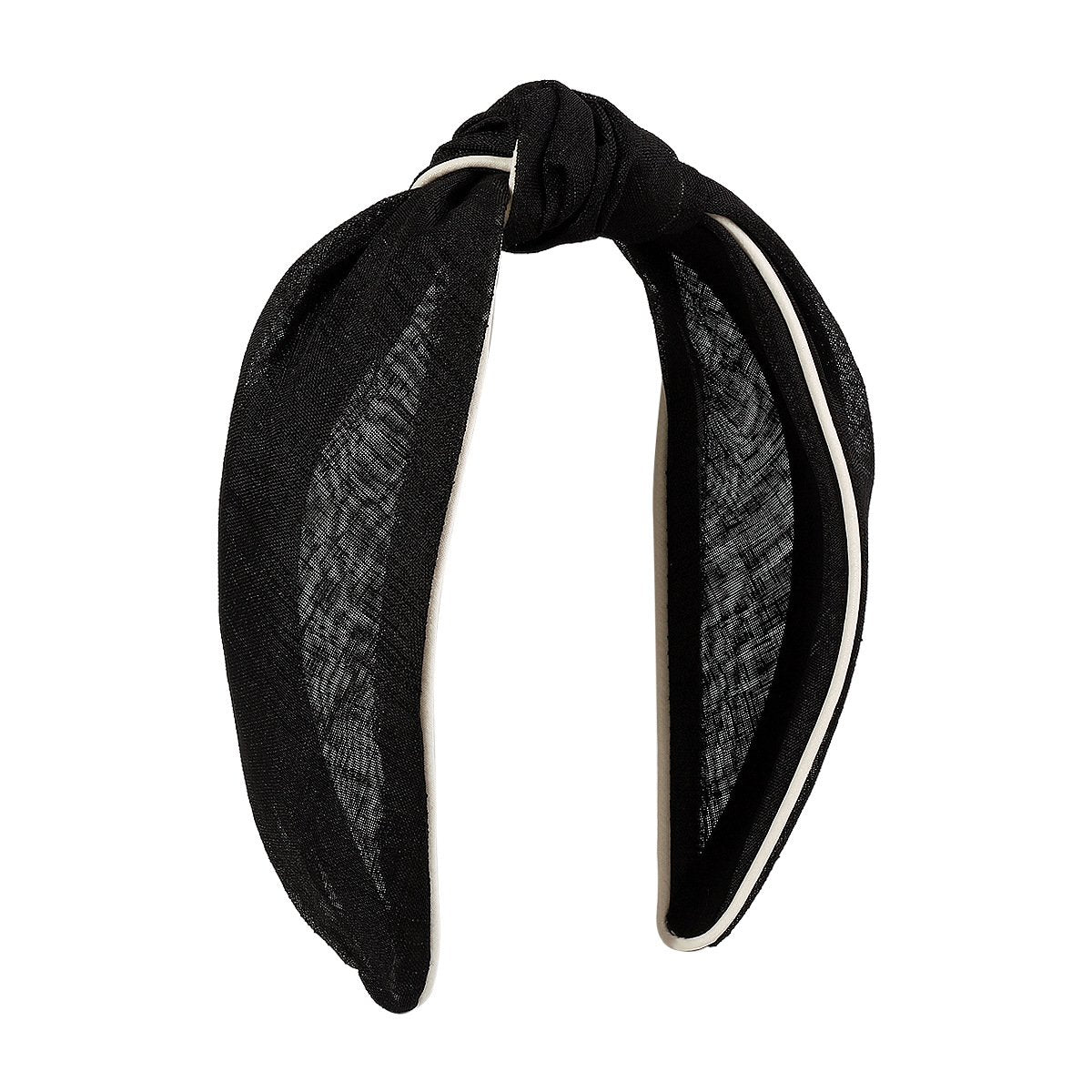 F4381 Net Red Sweet Fabric Knotted Headband Contrasting Color Wrapped Transparent Small Fresh Fashion High Skull Top Headband