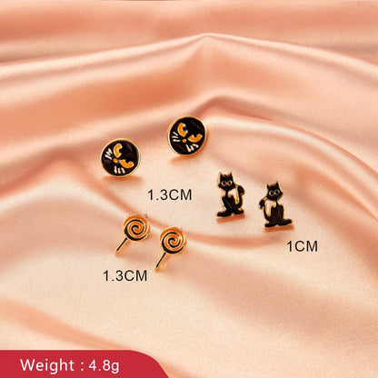 Personality Earrings Halloween Earrings Personality Bat Skull Stud Earrings Fun Funny Set Earrings