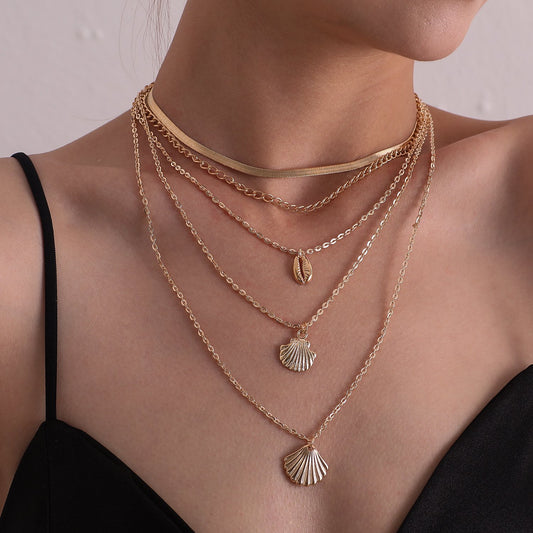 Jewelry Irregular Size Scallop Shell Snake Bone Chain Necklace Female Fashion Personality Trend Necklace