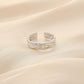 Fashionable stainless steel opening braided hemp pattern adjustable ring Simple and versatile luxury ladies ring