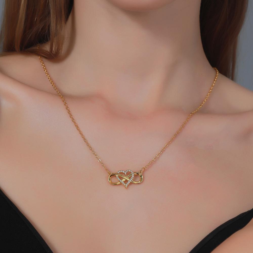 Knotted love necklace cold and simple 8-character heart-shaped cross clavicle chain ins niche design jewelry