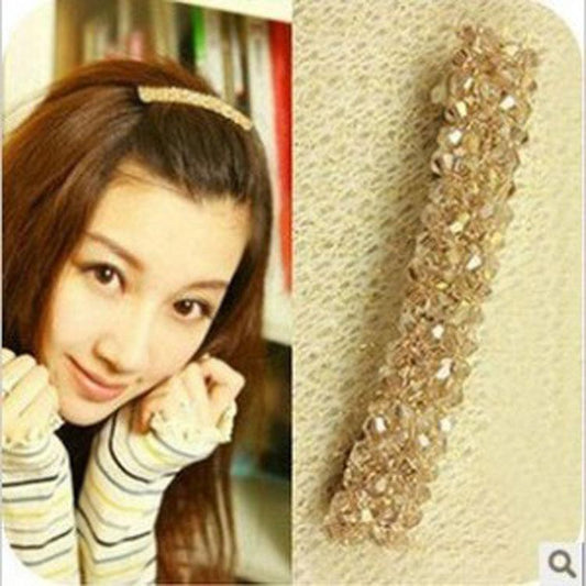 Flash diamond hair clip four rows of crystal fishing line weaving edge clip word spring clip jewelry