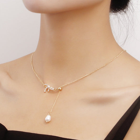 Jewelry Imitation Pearl Pendant Butterfly Necklace Niche Simple Fresh Sweet Natural Not Exaggerated Necklace