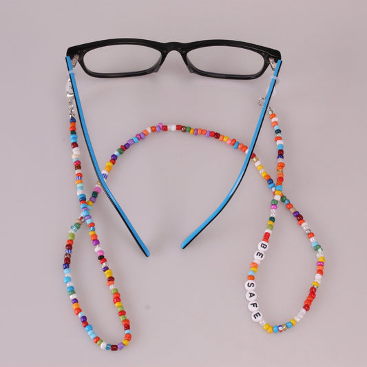 Trendy Colorful Beaded Alphabet Mask Chain Glasses Rope Sunglasses Anti-lost Rope