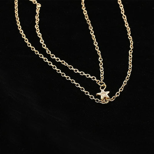 Alloy women's body chain tassel five-pointed star pendant bodychain simple one-piece chain necklace