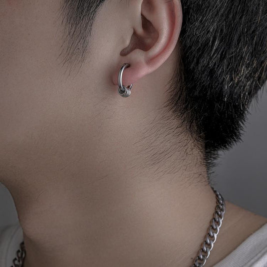 Men's Earrings Nose Ring Ear Clip Stainless Steel Versatile Trendy Punk Earrings Ornament Simple Personality