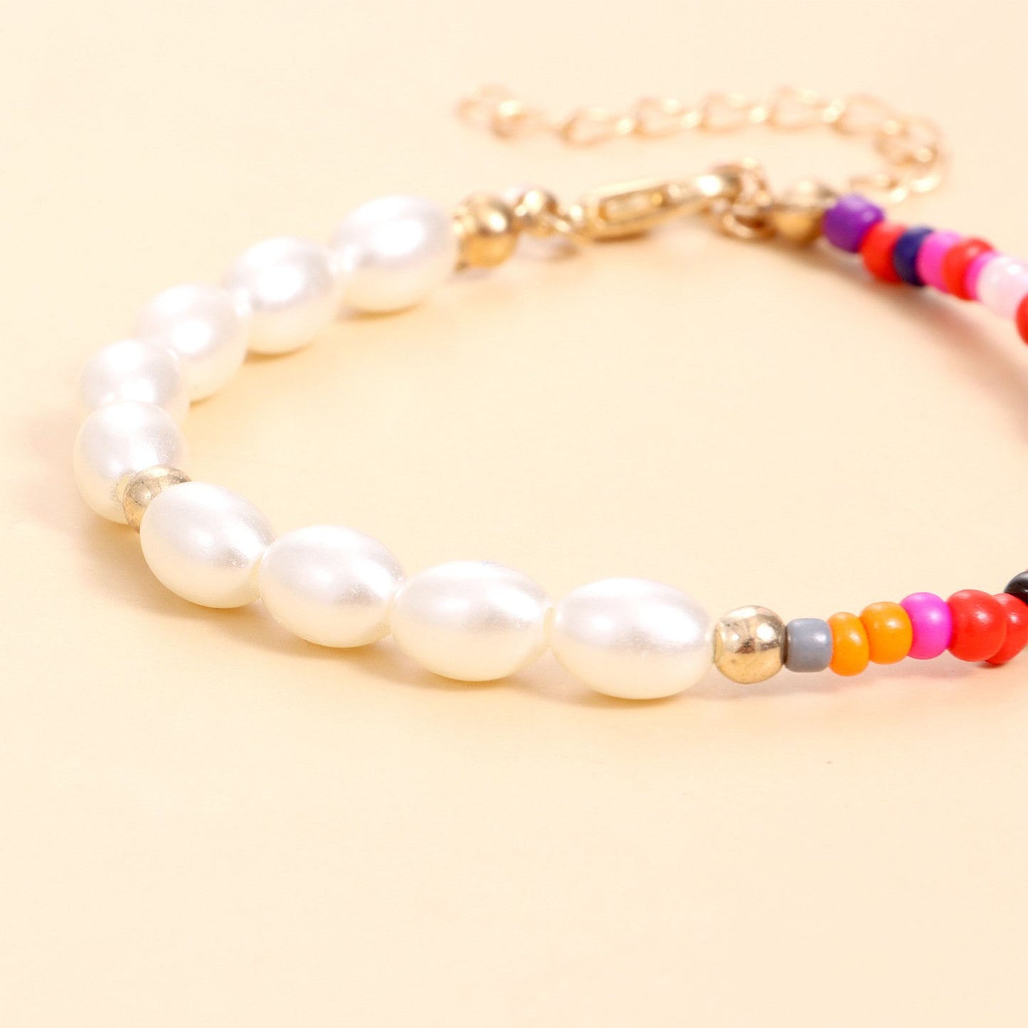 Jewelry Ladies Half Color Rice Bead Pearl Bracelet Fashion Personality Matching Jewelry