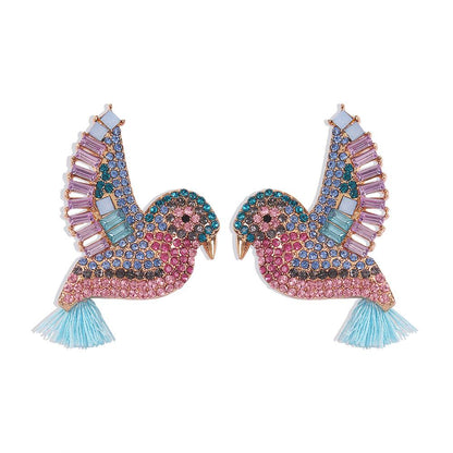 E848 Fashion Small Animal Diamond Tassel Earrings Original Creative Earrings Cute Earrings