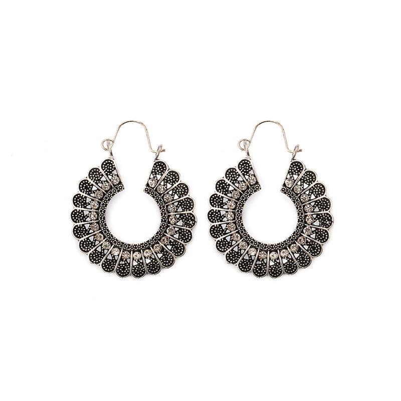 Jewelry Bohemian Ethnic Retro Hollow Carved Pattern Temperament Earrings Rhinestone Earrings