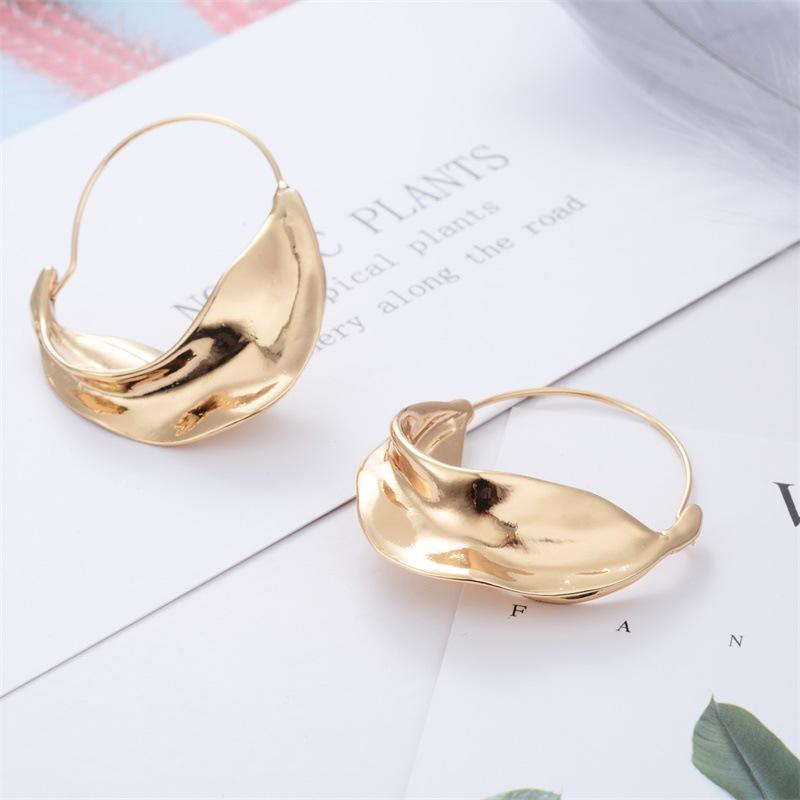 Creative irregular earrings metal flower basket exaggerated earrings ins net red earrings