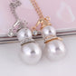 Jewelry Long Sweater Chain Christmas Gift Diamond Pearl Snowman Pendant Necklace