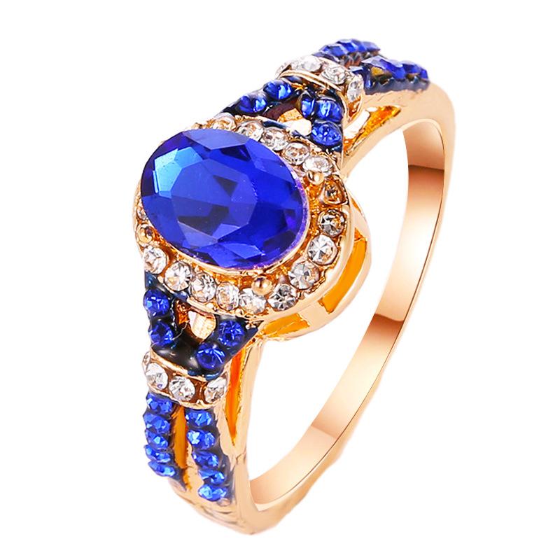Hand Jewelry Temperament Blue Zircon Diamond Ring Classic Ladies Hand Jewelry
