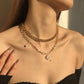 N9765 Simple Necklace Exaggerated Punk Chain Double Layer Necklace Retro Stacked Small Geometric Necklace