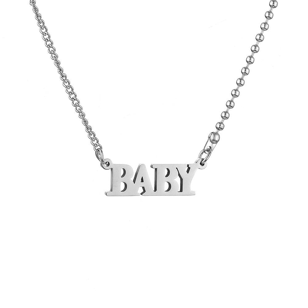Pendant fashion English letter baby stainless steel personality word necklace clavicle chain