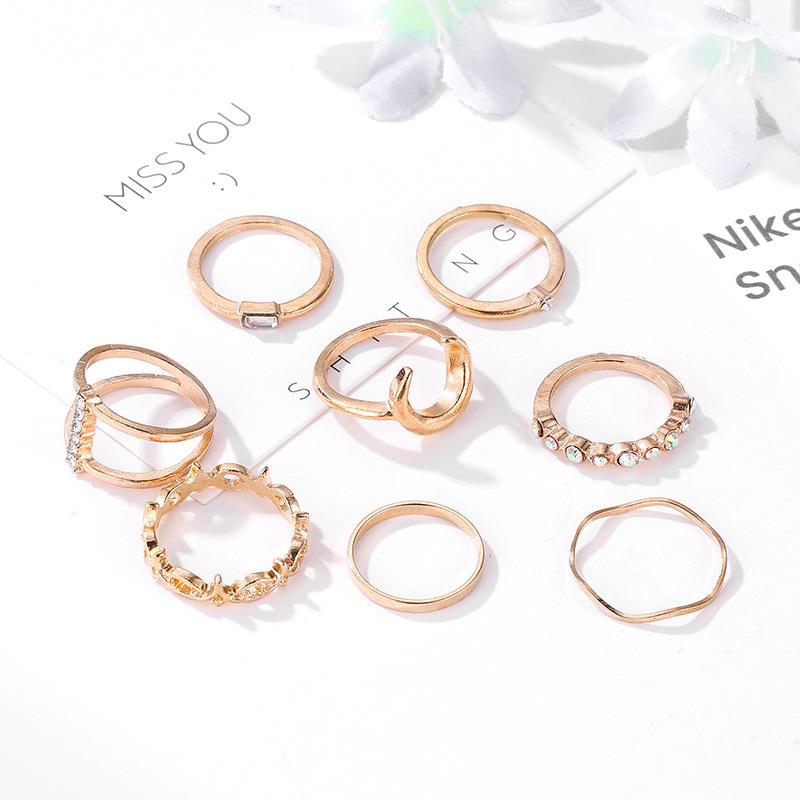 Fashion Diamond Ring Set Creative Moon Combination Ring 11-Piece Set Ring