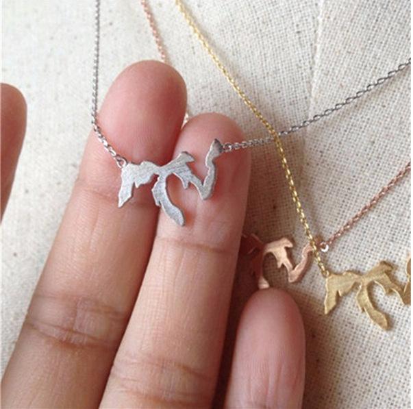 Explosive Jewelry Great Lakes Michigan Map Necklace Ladies Pendant