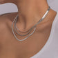 N1142 Simple multi-layer snake bone necklace retro punk metal necklace cold geometric temperament necklace
