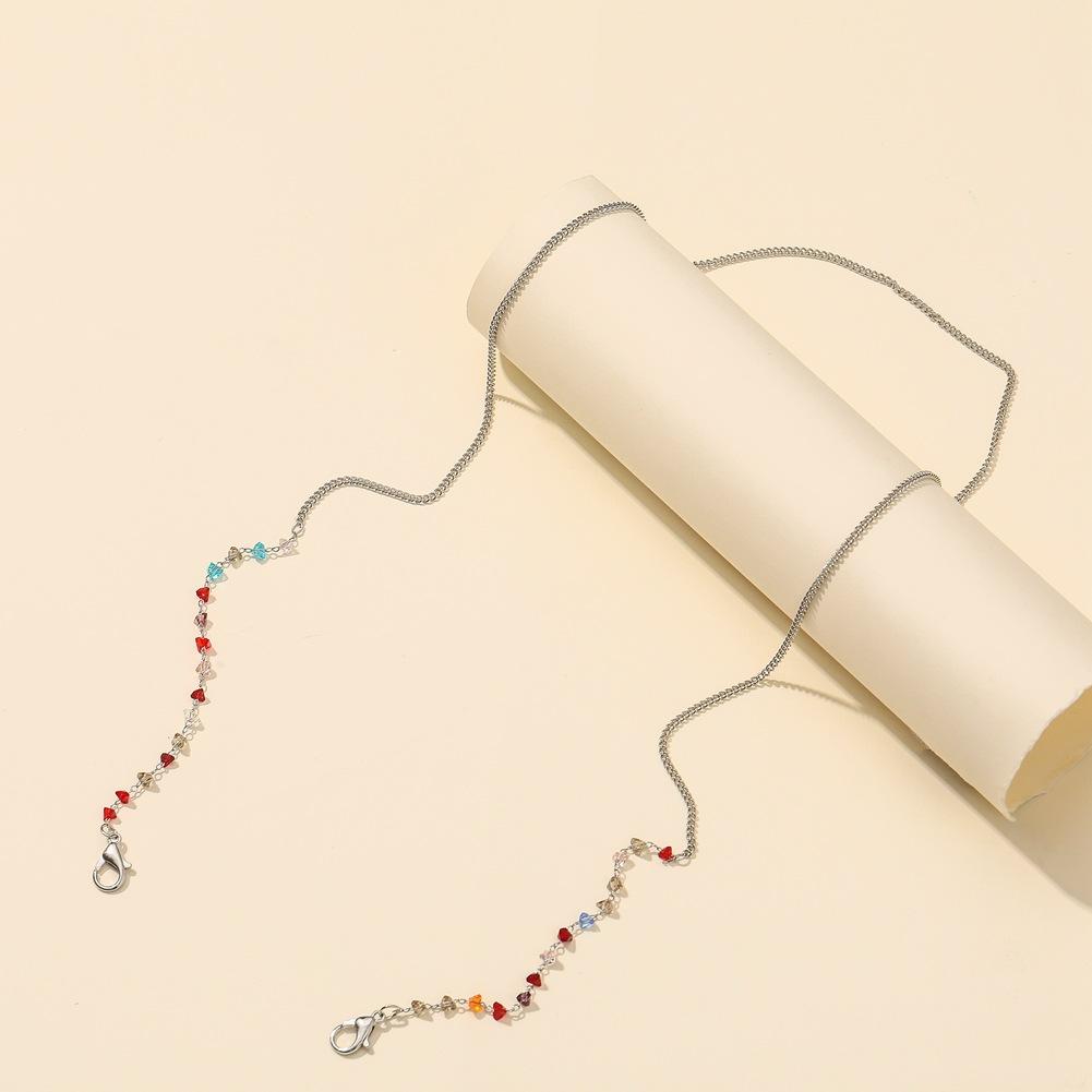 Mask Lanyard Necklace Fashion Color Triangular Glass Zircon Anti-lost Hanging Chain Glasses Chain