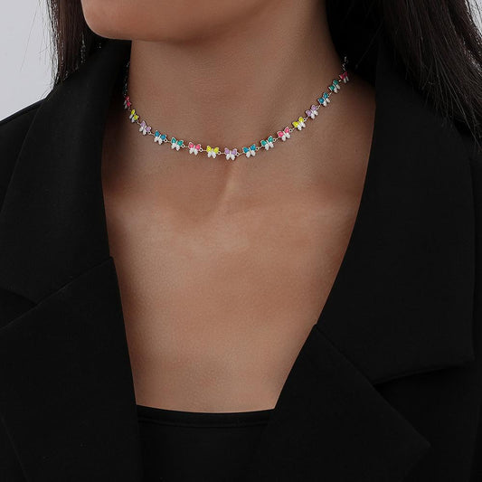 Personalized DIY Colorful Butterfly Clavicle Chain Mori Cute Trend Necklace Temperament Elegant Necklace Female