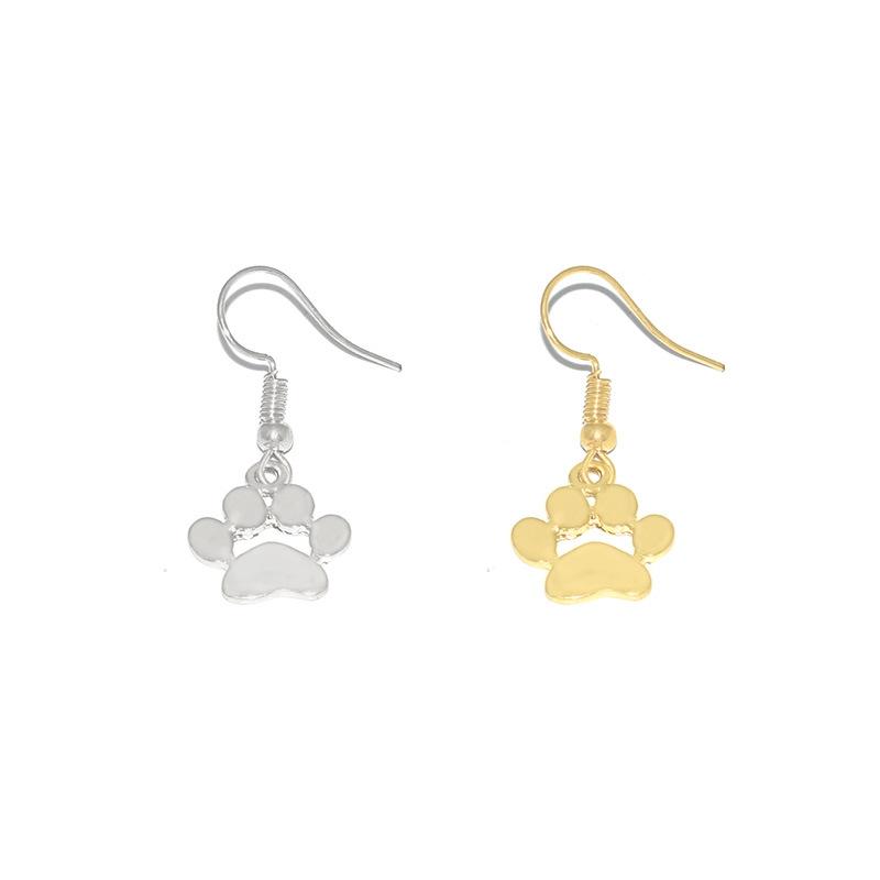 Jewelry creative pet dog paw dog print earrings female earrings cute animal paw earrings