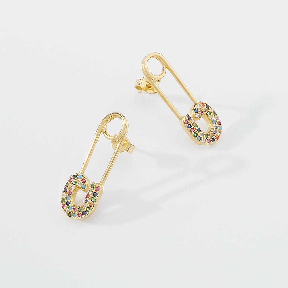 ZE56 Earrings Copper Zircon Brooch Shell Multi-Element Earrings Simple Commuting Stud Earrings Women