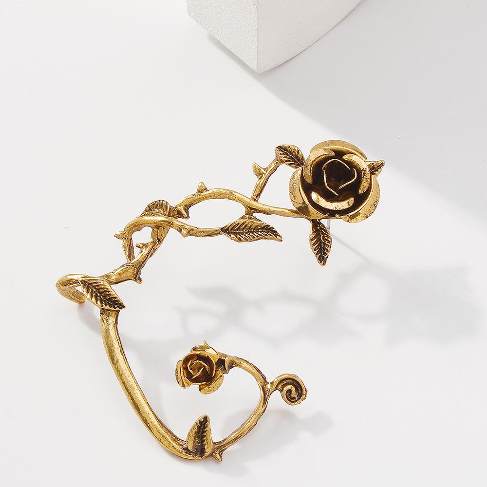 E141 retro dark earrings flirtatious rose exaggerated earrings old-fashioned winding exaggerated earrings