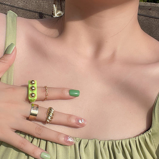 Jewelry Sweet Cool Hot Girl Butterfly Hollow Set Ring Personality Metal Geometric Thread Jewelry