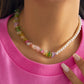 Jewelry Irregular Beaded Geometric Color Necklace Simple Stitching Gravel Imitation Pearl Necklace Female