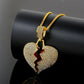 Hip-hop cracking love necklace female hip-hop fashion diamond full diamond broken heart pendant male