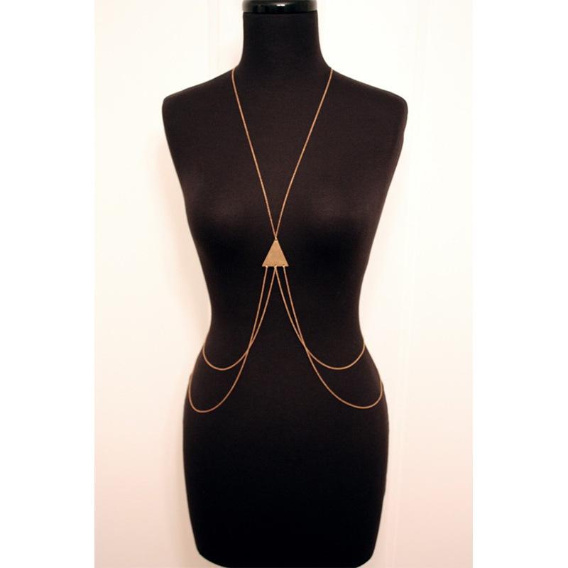 Spring Women's Metal Triangle Body Chain Necklace Dress Matching Retail