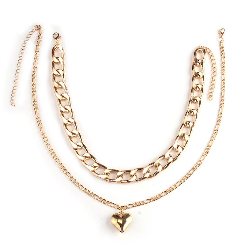 Jewelry love double-layer set chain female personality creative fashion necklace ins peach heart clavicle chain