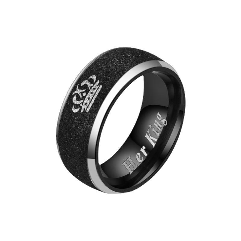 Couple Crown King King Queen Queen black frosted ring jewelry