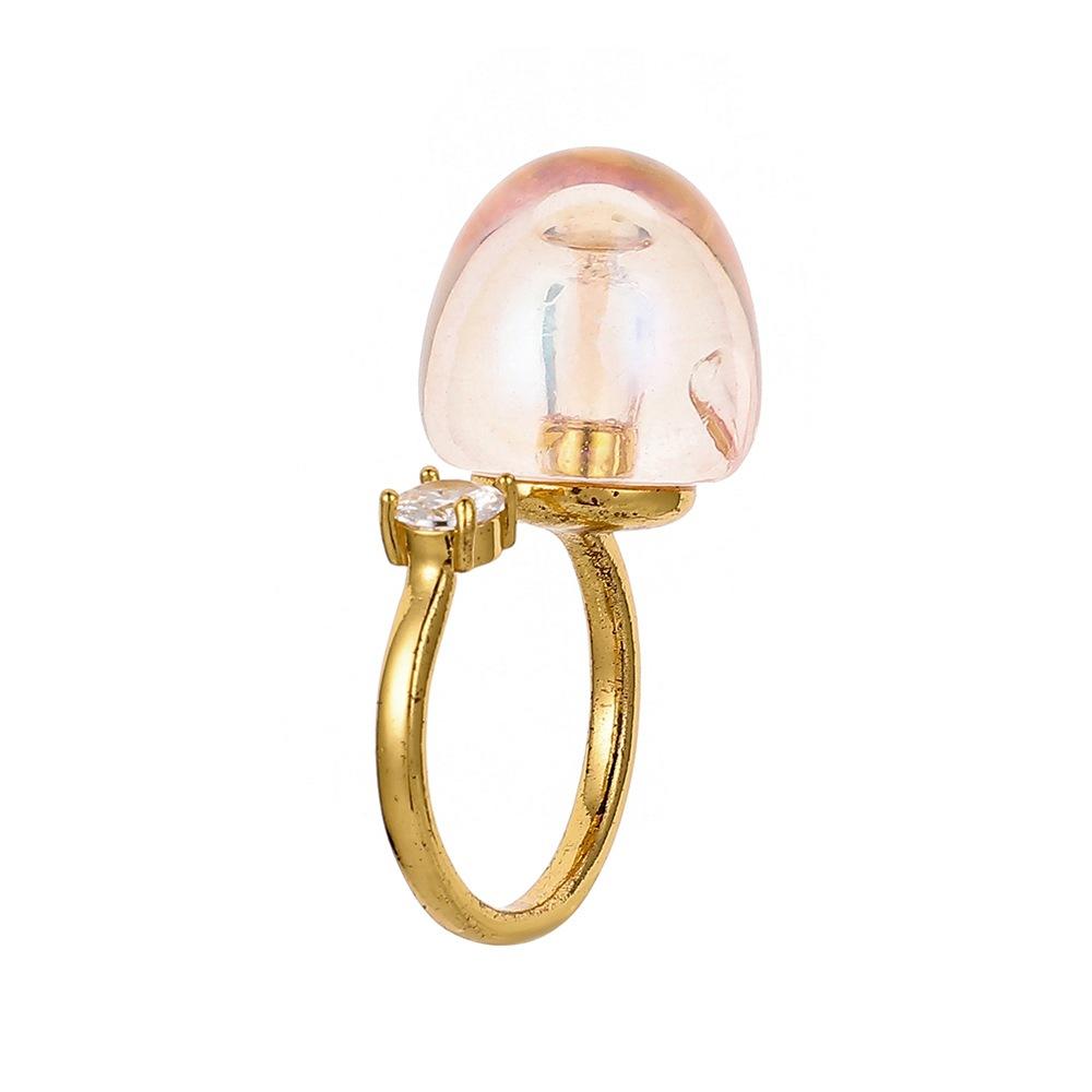 Trend personality adjustable diamond pink color light bubble bubble ring sweet small fresh temperament ring