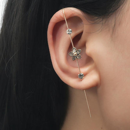 Piercing Ear Needles Temperament Inlaid Zircon Earrings Star Letters Surrounding Auricle Style Slash Earrings