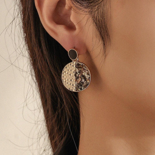 Ins geometric round color contrast drop oil earrings trendy temperament high-end earrings personality versatile accessories