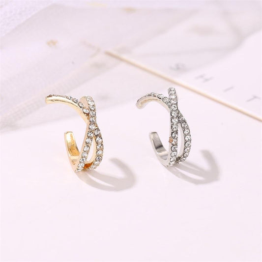 Popular earrings cross U-shaped ear clip retro style diamond earrings simple single non-pierced female ear jewelry