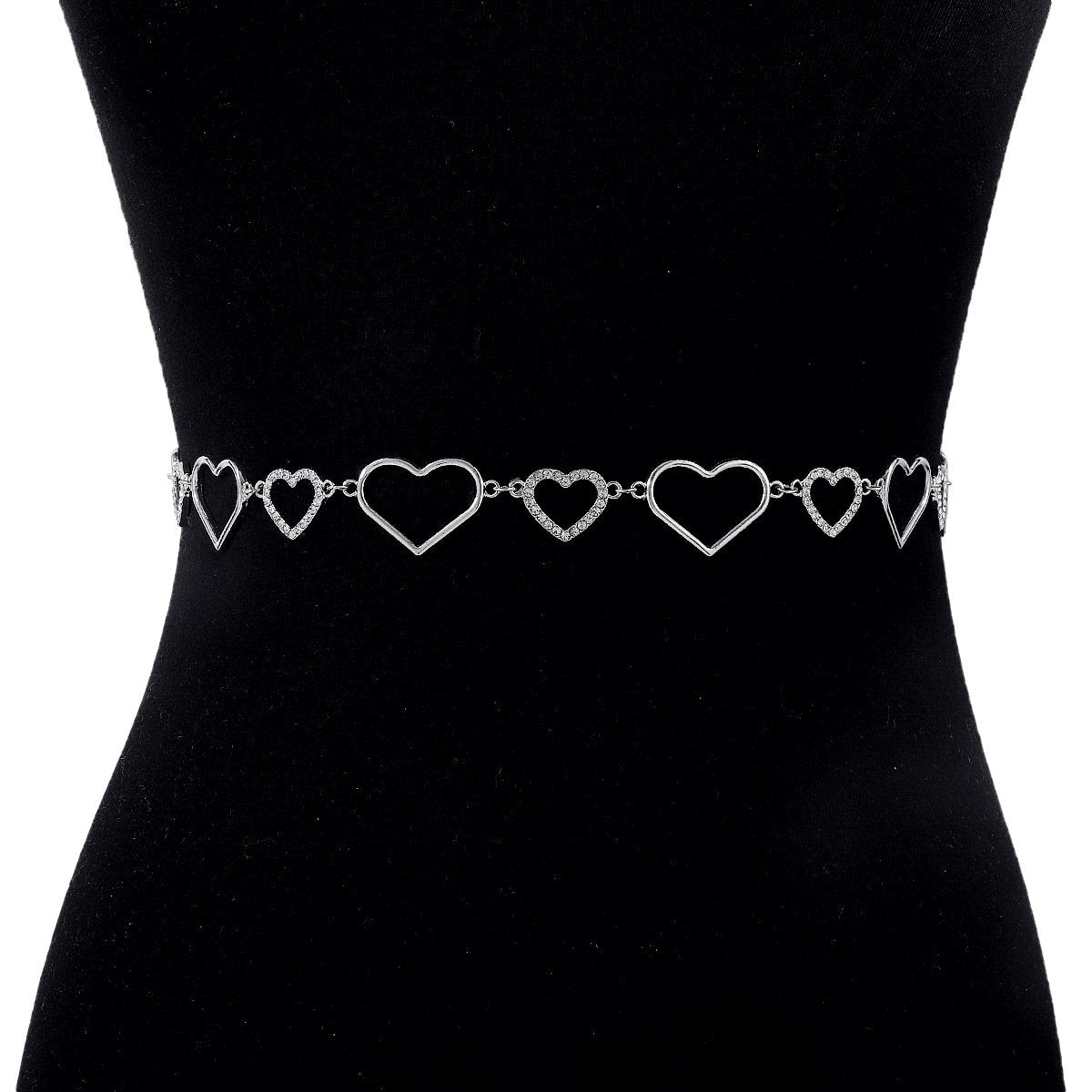 C43 Personality Hollow Heart Rhinestone Waist Chain Metal Simple Fashion Sexy Niche Body Chain Female