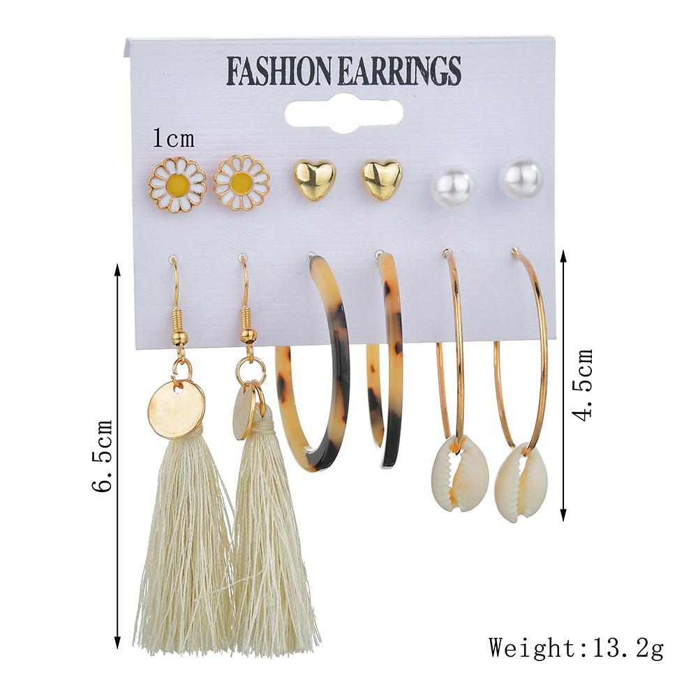 Accessories Creative Shell Stud Earrings Bohemia Tassel Earrings Set Women