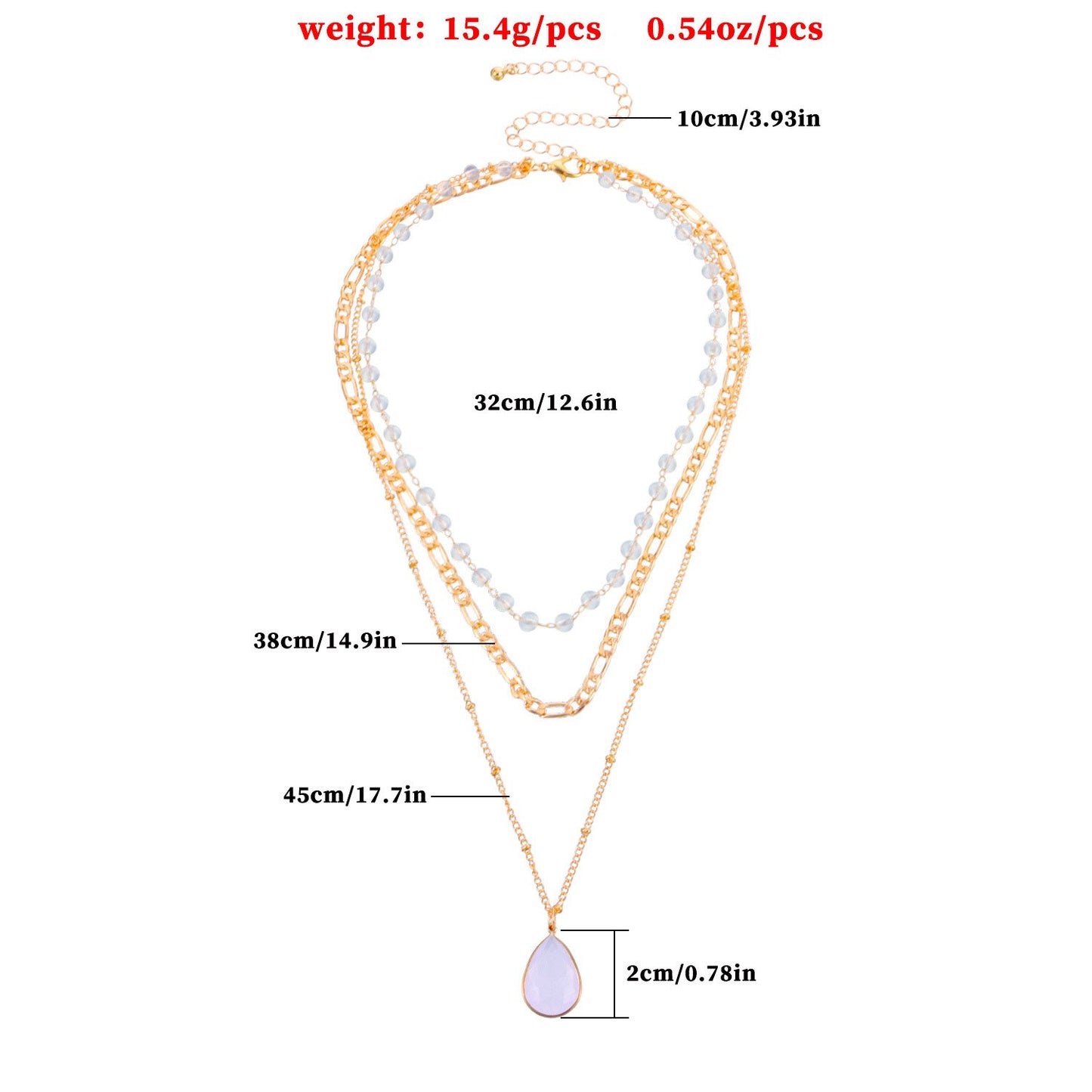 Jewelry multi-element protein bead crystal pendant necklace fashion three-to-one chain water drop necklace