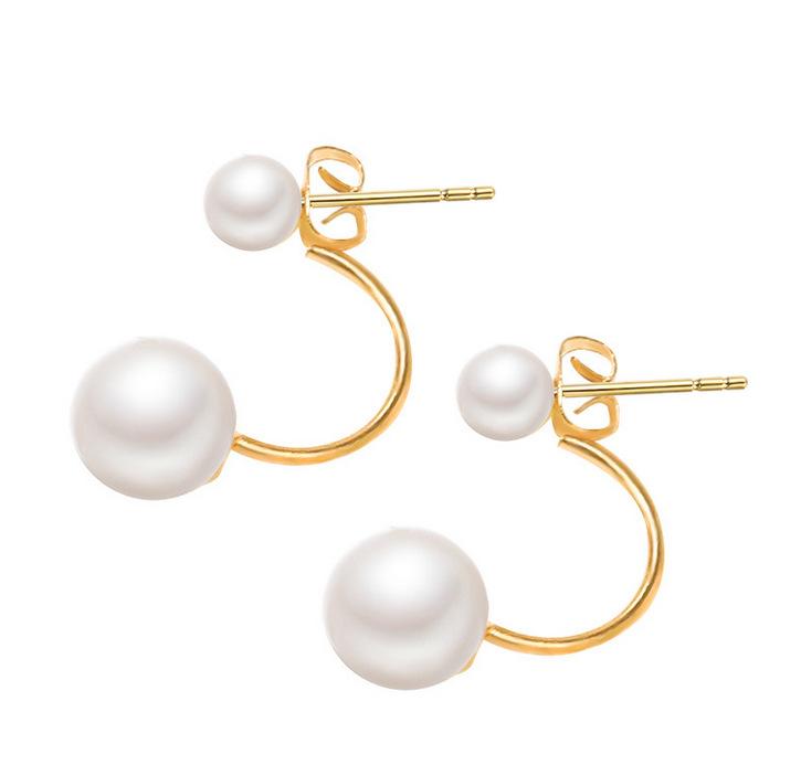 Star Jewelry Double Shell Pearl Stud Earrings Simple Pearl Earrings Classic Jewelry