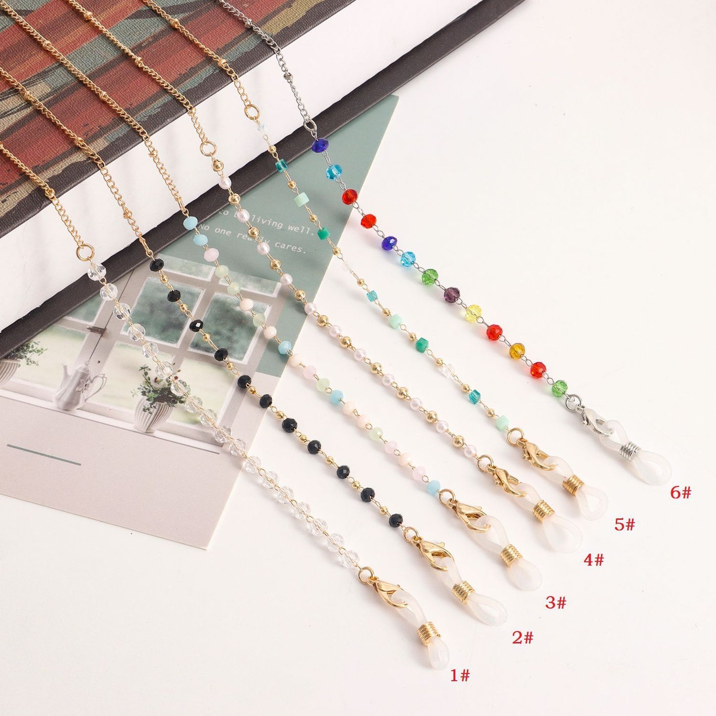 Glasses chain mask hanging chain fashion colorful crystal glasses hanging chain sun glasses chain