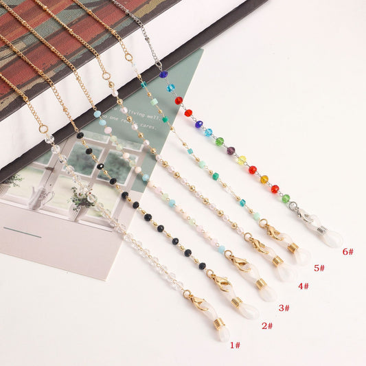 Glasses chain mask hanging chain fashion colorful crystal glasses hanging chain sun glasses chain