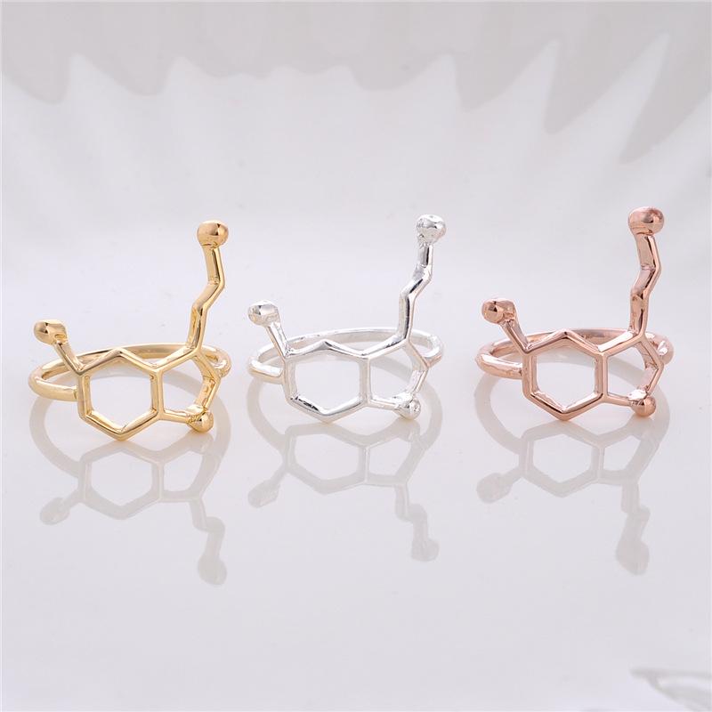 Explosive Nurse Doctor Chemical Molecular Ring Personality Simple Geometric Electroplating Alloy Women's Jewelry