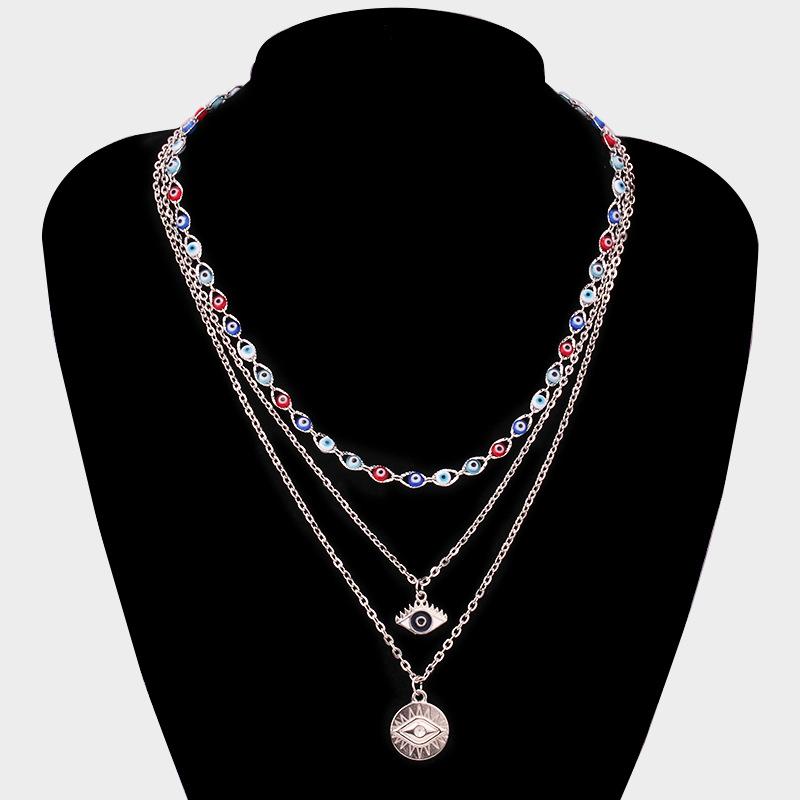 Jewelry fashion exaggerated trend eye necklace multi-layered with devil's eye pendant female necklace