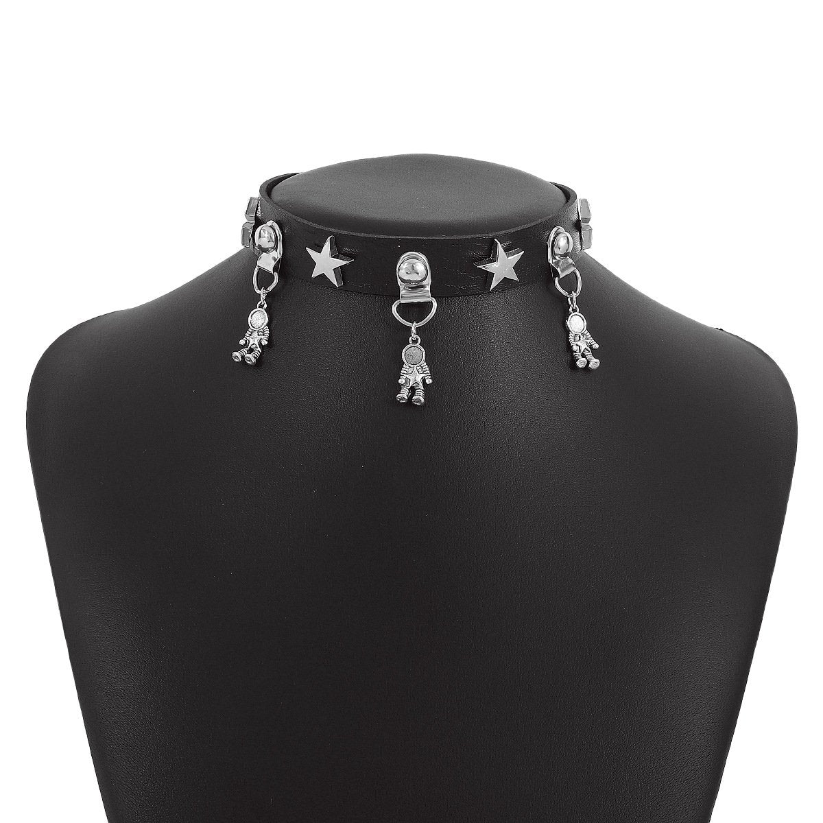 N153 Dark Punk Necklace Harajuku Leather Astronaut Love Butterfly Chain Necklace